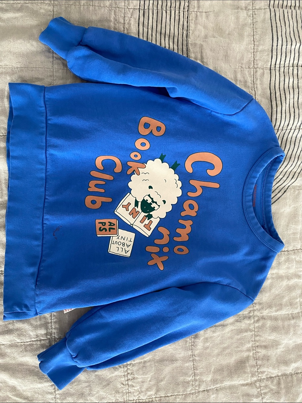 Tiny Cottons Chamomix Blue Kids Sweatshirt with Book Club Graphic